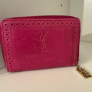 YSL - Yves Saint Laurent Magenta Leather Compact Wallet - with COA
